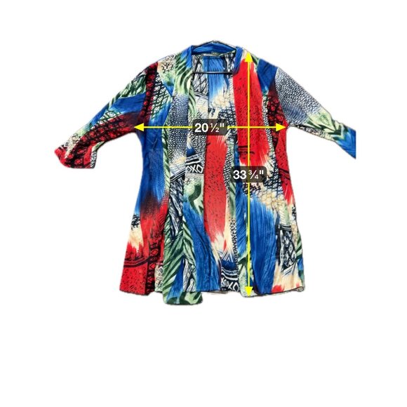 Creation Multicolor Open Front Lightweight Cardigan With 3/4 Sleeves Sz 3X - Picture 9 of 10